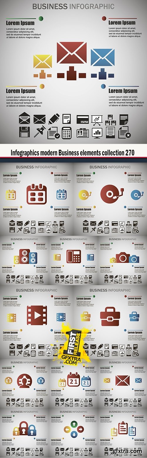 Infographics modern Business elements collection 270