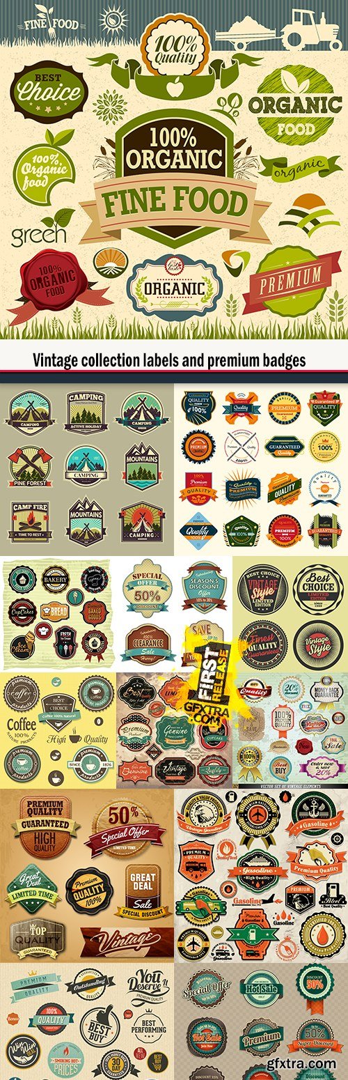 Vintage collection labels and premium badges