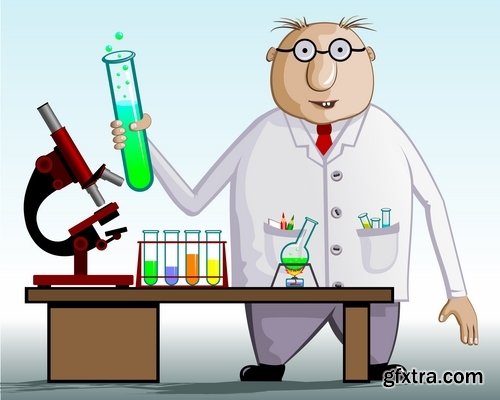 Chemist scientist professor mathematics cartoon character 25 EPS