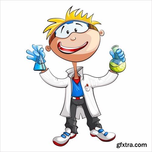 Chemist scientist professor mathematics cartoon character 25 EPS