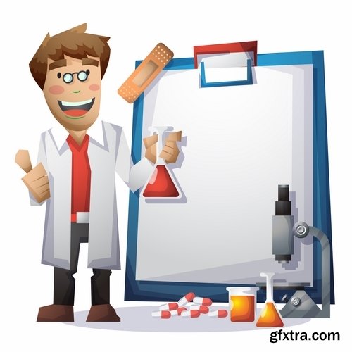 Chemist scientist professor mathematics cartoon character 25 EPS