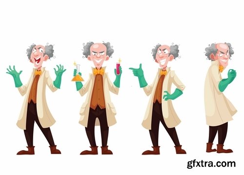 Chemist scientist professor mathematics cartoon character 25 EPS