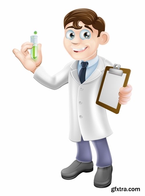 Chemist scientist professor mathematics cartoon character 25 EPS