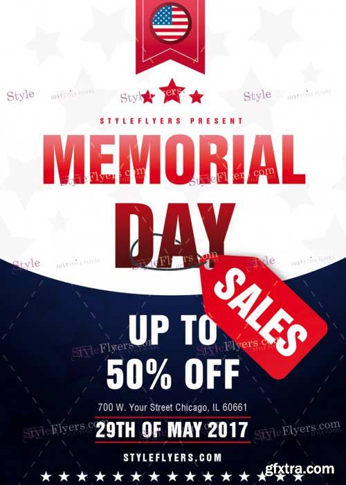 Memorial Day Sales V1 PSD Flyer Template » GFxtra
