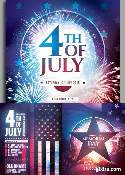 4th of July  3in1 V1 Flyer Template