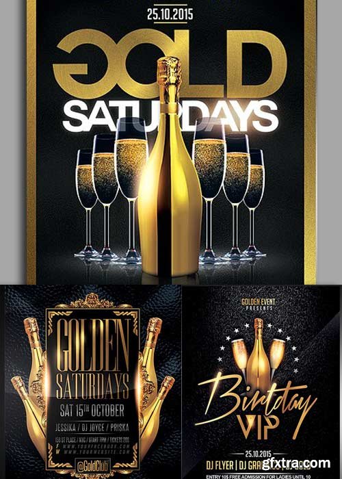 Gold Party 3in1 V3 Flyer Template