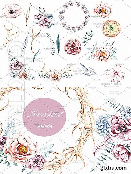 CreativeMarket Big floral Spring png clipart 1414713