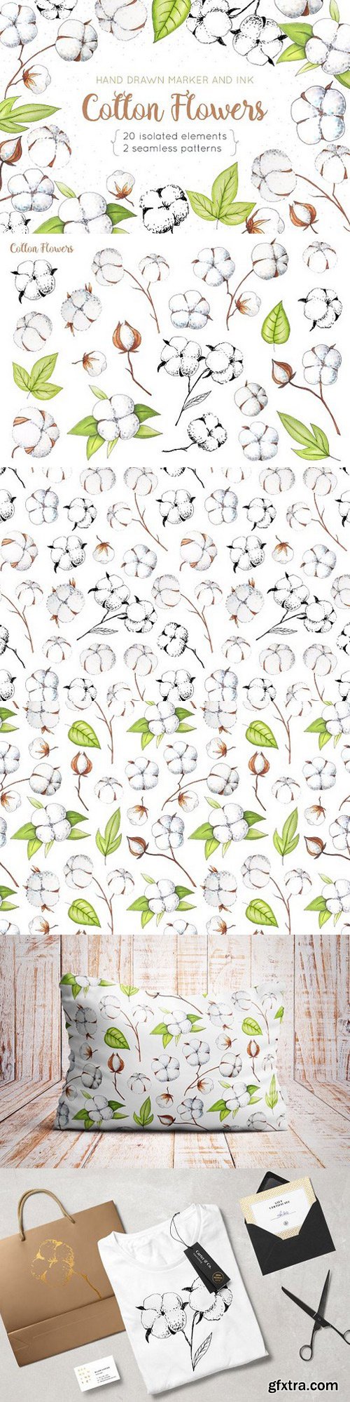 CM - Cotton Flowers Handdrawn Set 1436654