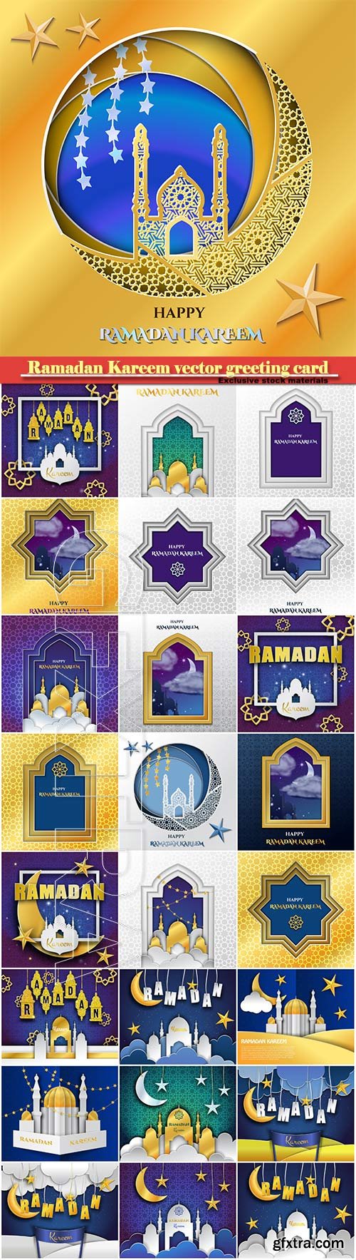 Ramadan Kareem vector greeting card, islamic background #4