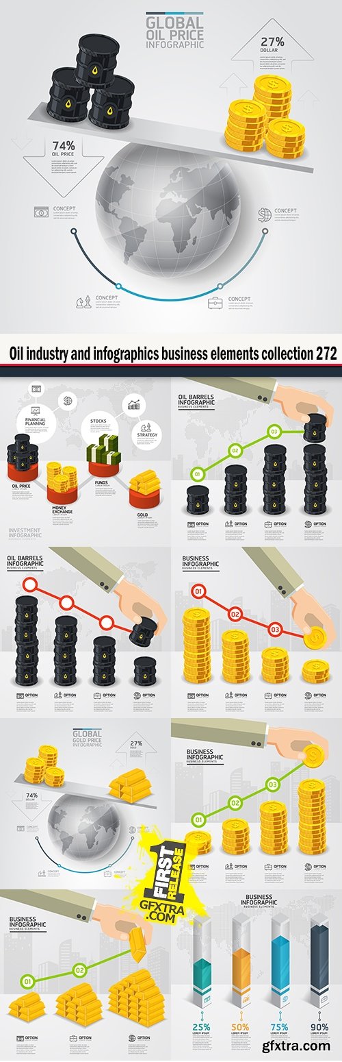 Oil industry and infographics business elements collection 272