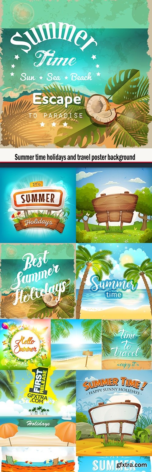 Summer time holidays and travel poster background