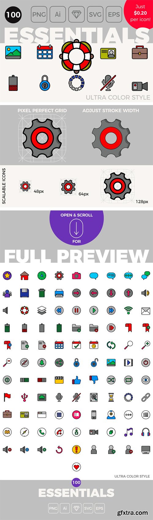 CM 1407916 - 100 Essential Icons - Ultra Color