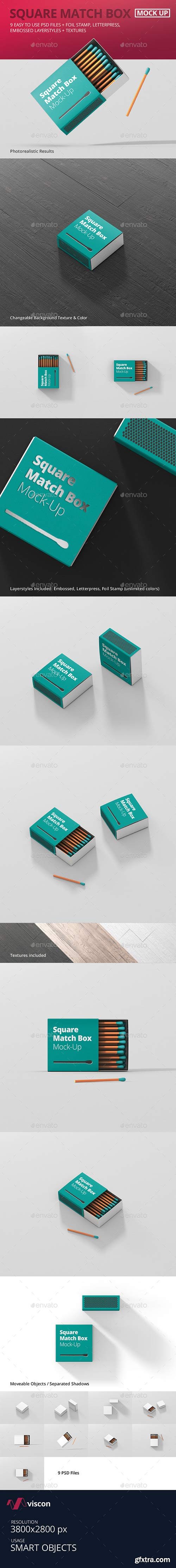 Graphicriver - Square Match Box Mockup 19272038