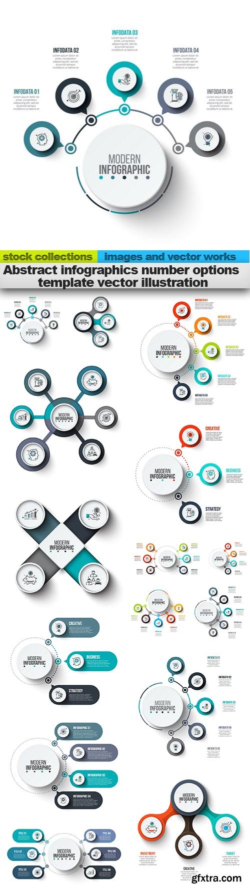 Abstract infographics number options template vector illustration, 15 x EPS