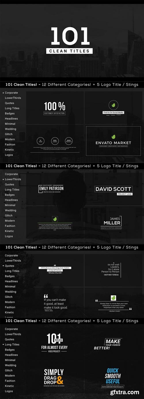 Videohive - 101 Clean Titles Pack - 19881916