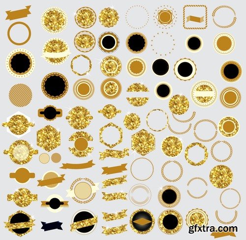 Gold sticker postcard ribbon frame background backdrop 25 EPS