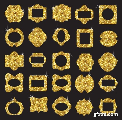 Gold sticker postcard ribbon frame background backdrop 25 EPS