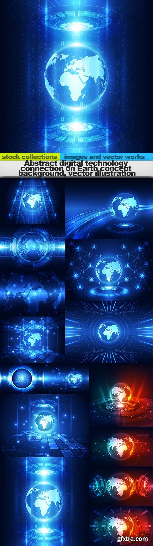 Abstract digital technology connection on Earth concept background, vector illustration, 15 x EPS