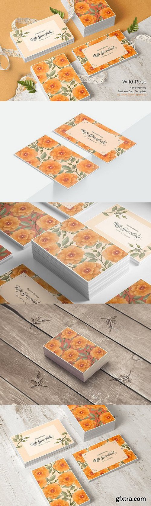 CM - Peach Wild Rose PSD Business Card 1437593