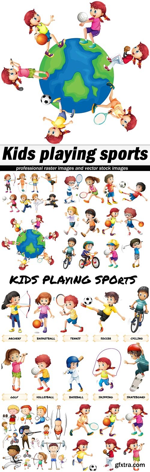 Kids playing sports - 6 EPS