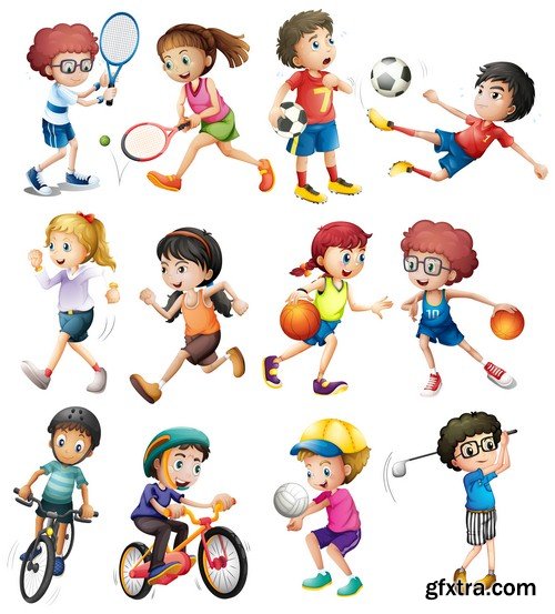 Kids playing sports - 6 EPS