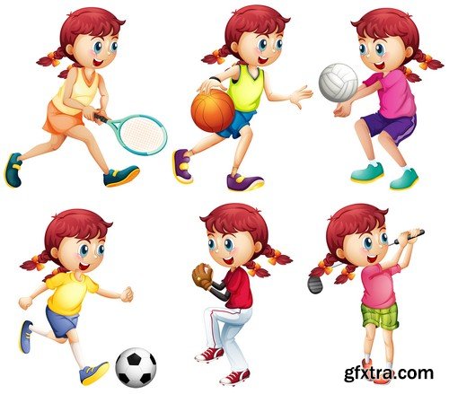 Kids playing sports - 6 EPS