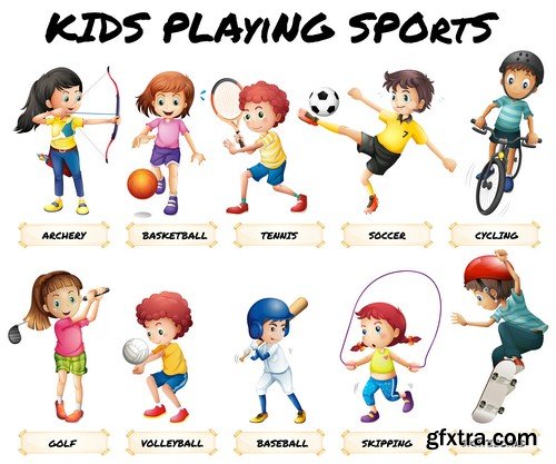 Kids playing sports - 6 EPS