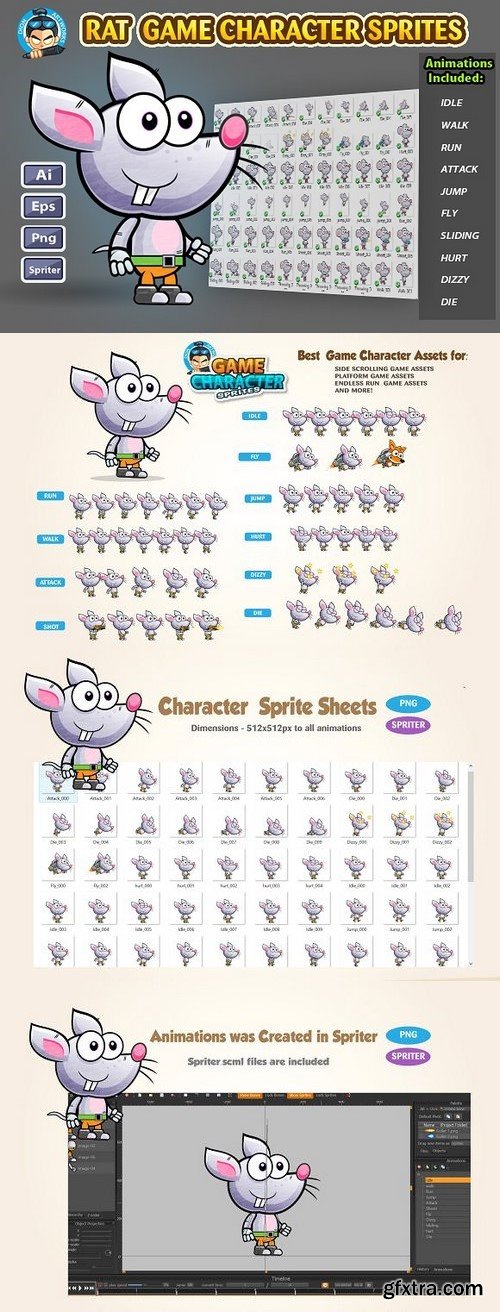 CM - Rat 2D Game character Sprites 1232117