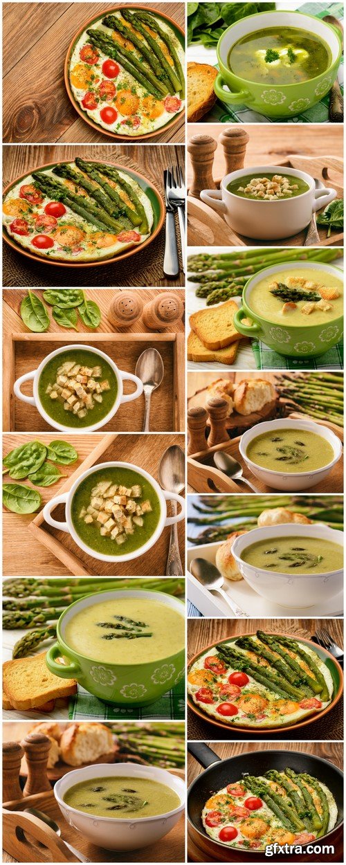 Soup cream asparagus and scrambled eggs 13X JPEG