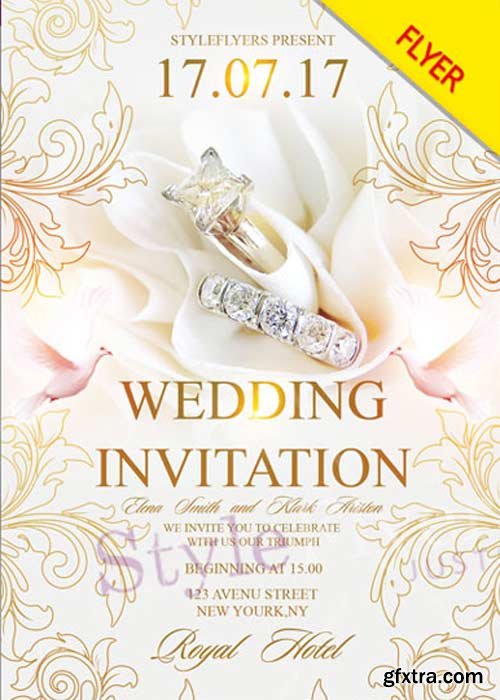 Wedding Invitation V26 PSD Flyer Template