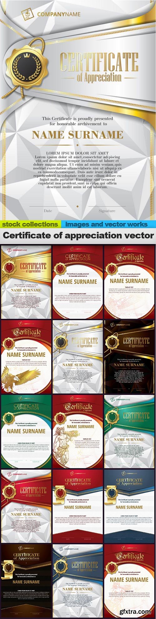 Certificate of appreciation vector, 15 X EPS