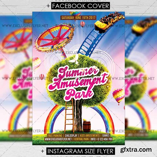 Summer Amusement Park - Premium A5 Flyer Template