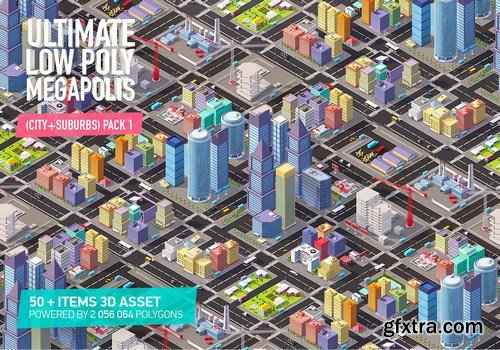 Low Poly Megapolis City Pack 3D Models