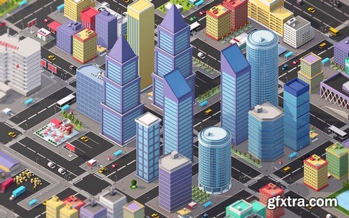 Low Poly Megapolis City Pack 3D Models