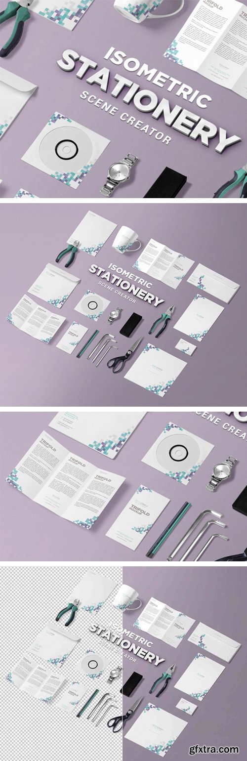 Isometric Stationery PSD Scene Creator