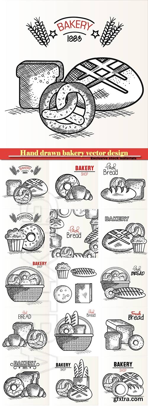 Hand drawn bakery vector design