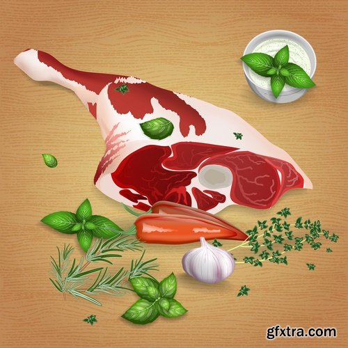 Meat raw ham delicacy tenderloin 24 EPS