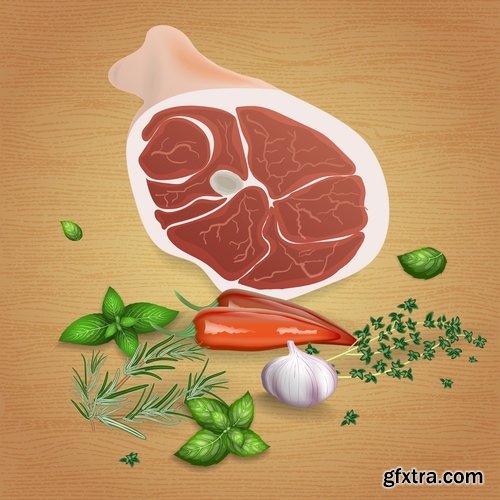 Meat raw ham delicacy tenderloin 24 EPS