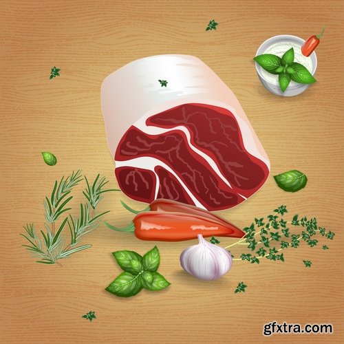 Meat raw ham delicacy tenderloin 24 EPS