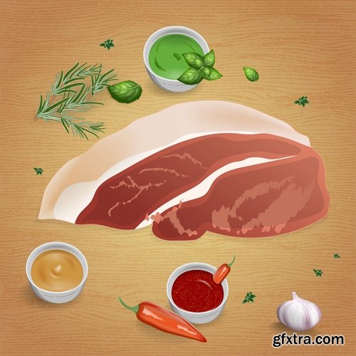 Meat raw ham delicacy tenderloin 24 EPS