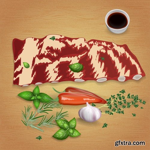 Meat raw ham delicacy tenderloin 24 EPS