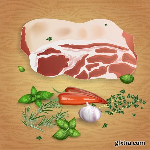 Meat raw ham delicacy tenderloin 24 EPS