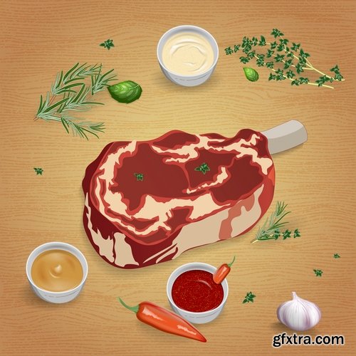 Meat raw ham delicacy tenderloin 24 EPS