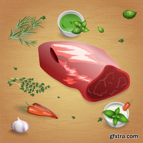 Meat raw ham delicacy tenderloin 24 EPS