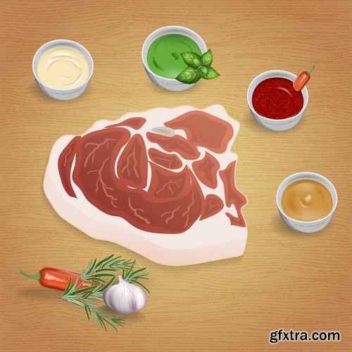 Meat raw ham delicacy tenderloin 24 EPS