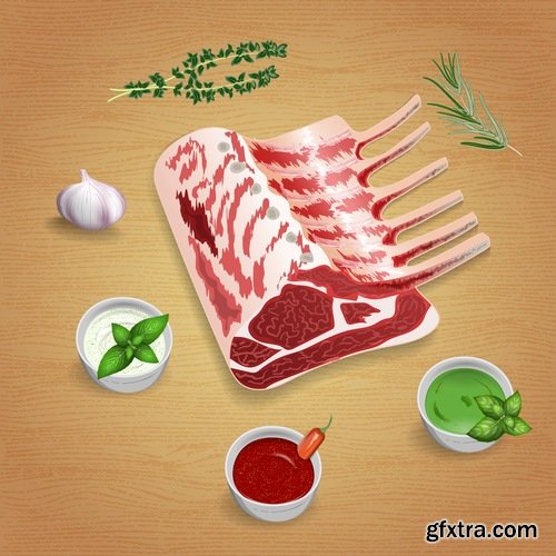 Meat raw ham delicacy tenderloin 24 EPS