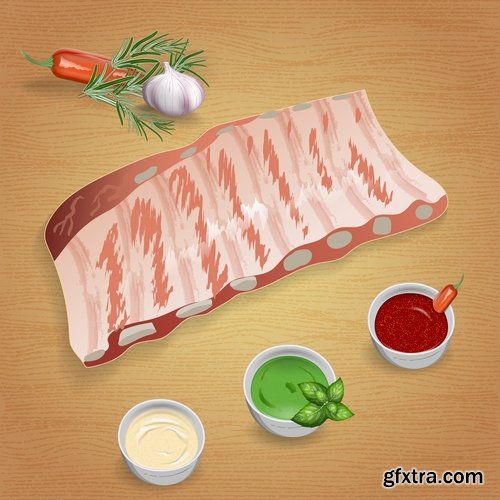 Meat raw ham delicacy tenderloin 24 EPS