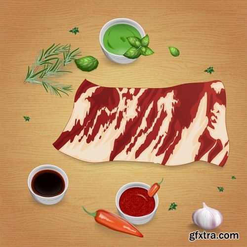 Meat raw ham delicacy tenderloin 24 EPS