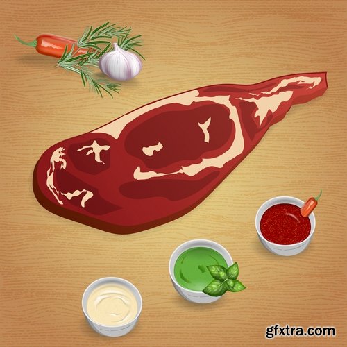 Meat raw ham delicacy tenderloin 24 EPS