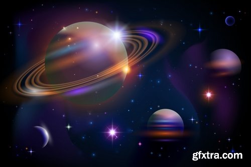 Space universe planet satellite space stars solar system 25 EPS